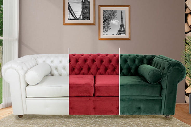 foto de sofa com varios modelos de tecido