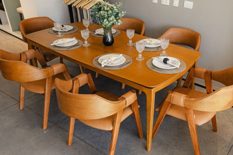 Mesa de jantar com 6 cadeiras Ottawa Caramelo